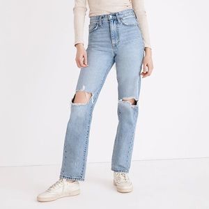 Madewell - The Perfect Vintage Straight Jean in Danby Wash: Knee-Rip Edition